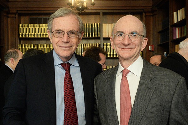 Photo of Alan Brinkley and Eric Foner at a dinner celebrating Brinkley