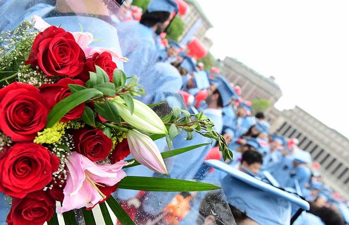 Photo credit Chris Taggart Photo of flowers at Columbia Commencement