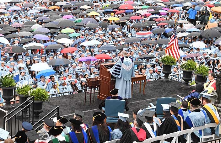 Photo credit Eileen Barroso Photo of President Bollinger at Commencement