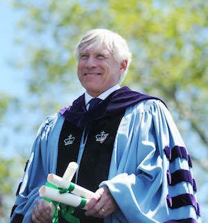 University President Lee C. Bollinger dressed in his academic robes at Commencement 