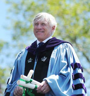 University President Lee C. Bollinger dressed in his academic robes at Commencement