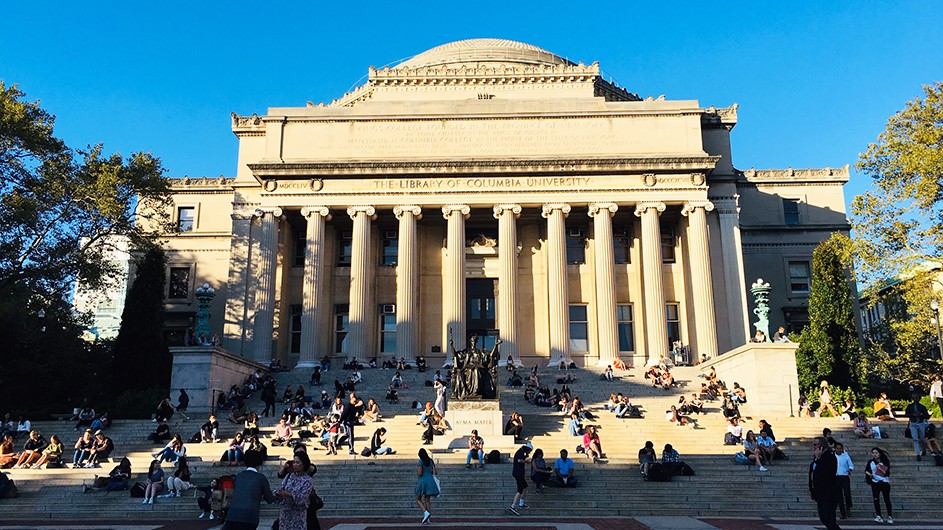 Photograph of Low Library's step on a bright sunny day