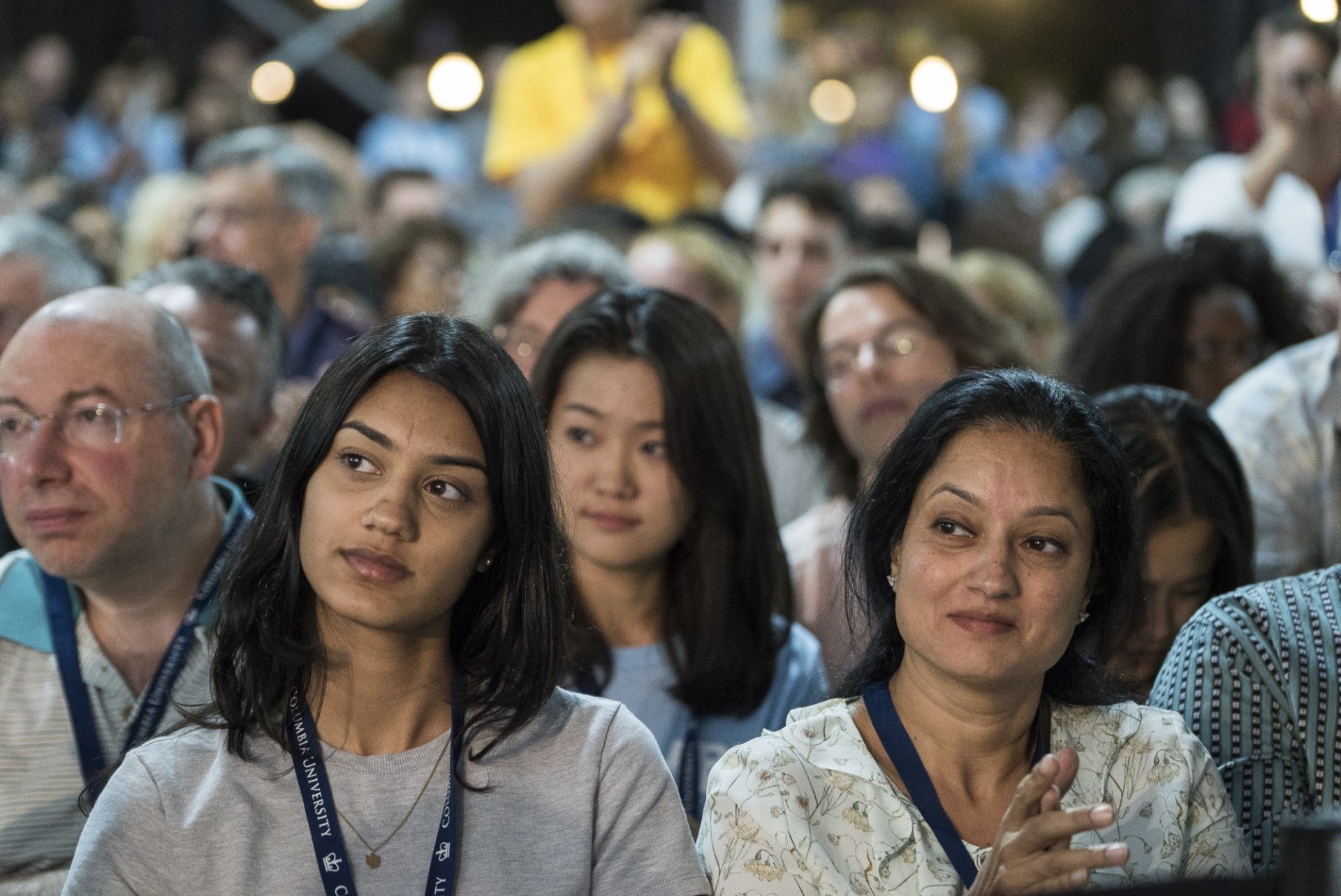 Photo by Barbara Alper A sea of student and parent faces listening to speakers at Convocation.