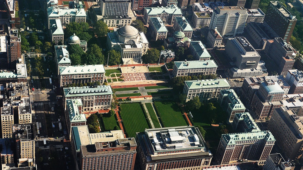 Aerial view of Columbia's morningside campus