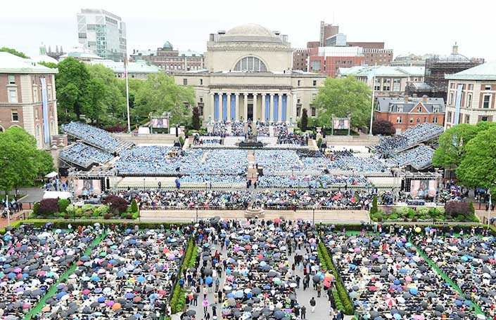 Photo Credit Chris Taggart Photo of College Walk and Low Library at Commencement 2018