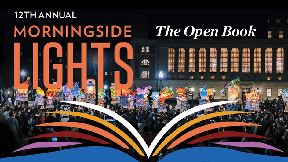 12th Annual Morningside Lights: The Open Book with an illustration of a book.