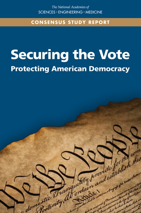 Book cover of the report from the National Academies of Sciences, Engineering, and Medicine called, "Securing the Vote"