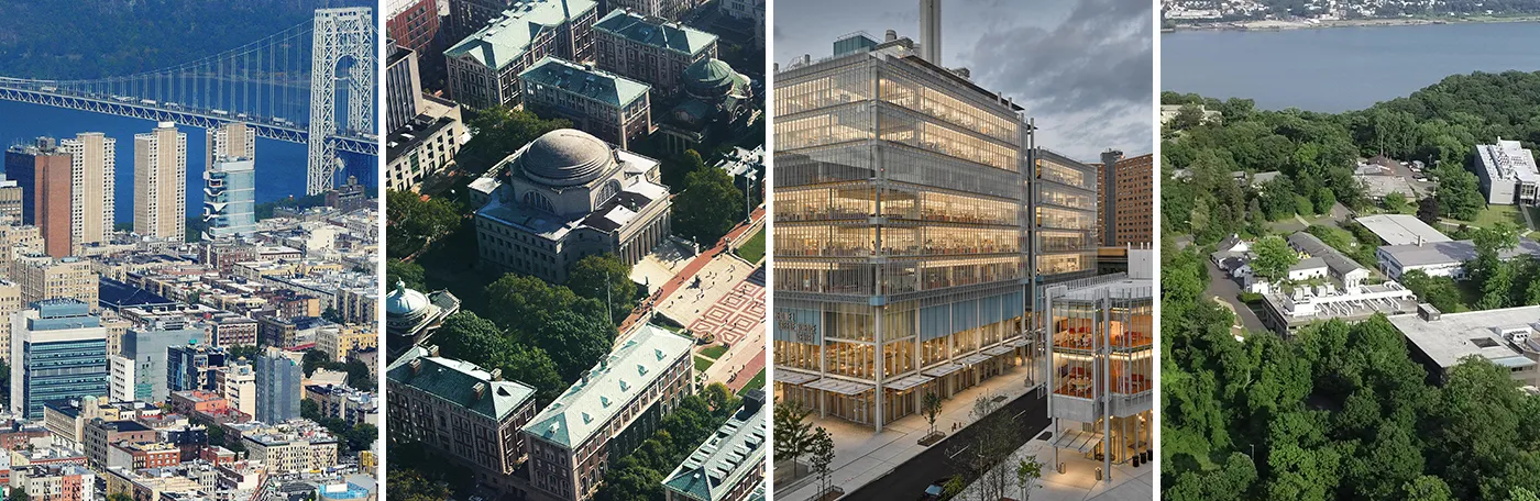 Photos of Columbia's four campuses. 