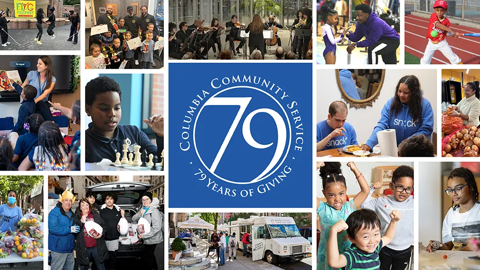 Collage of photos of Columbia Community Service grantees--children, older adults, and more. 