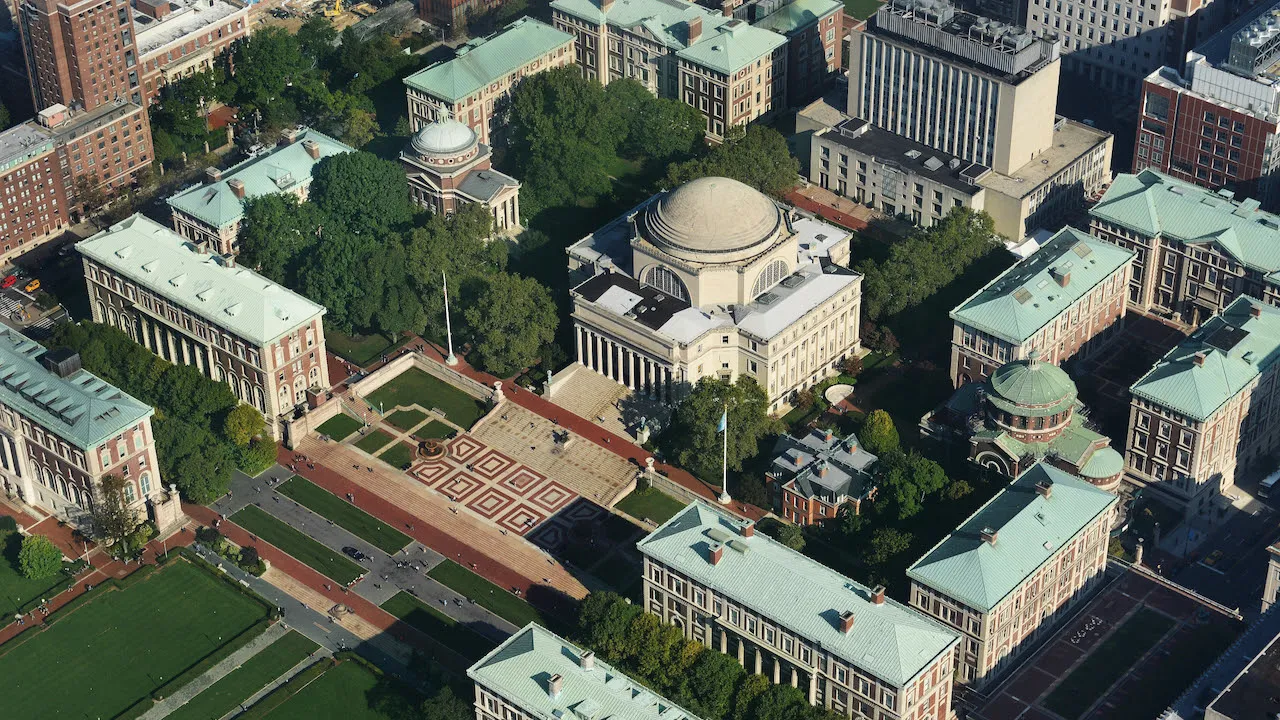 An aerial view of Columbia's Morningside campus.